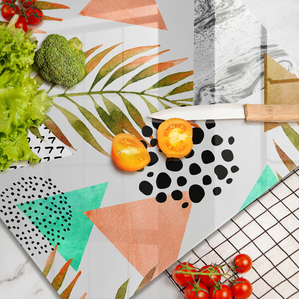 Tűzhelyvédő üveglap Boho levelek minta