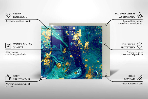 Tűzhelyvédő üveglap Absztrakció arannyal