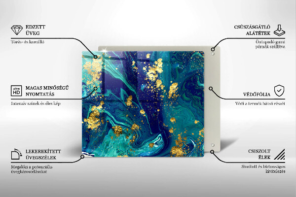 Tűzhelyvédő üveglap Absztrakció arannyal