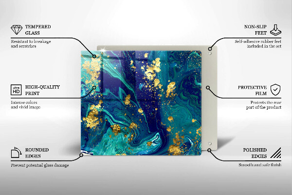 Tűzhelyvédő üveglap Absztrakció arannyal