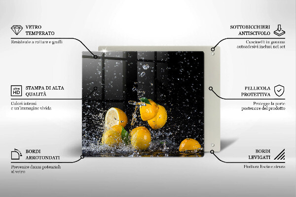 Tűzhelyvédő üveglap Lédús citromos gyümölcsök