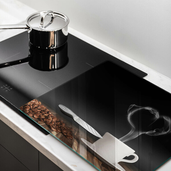 Tűzhelyvédő üveglap Kávéscsésze szív