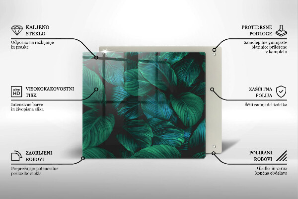 Tűzhelyvédő üveglap Dzsungel levelei