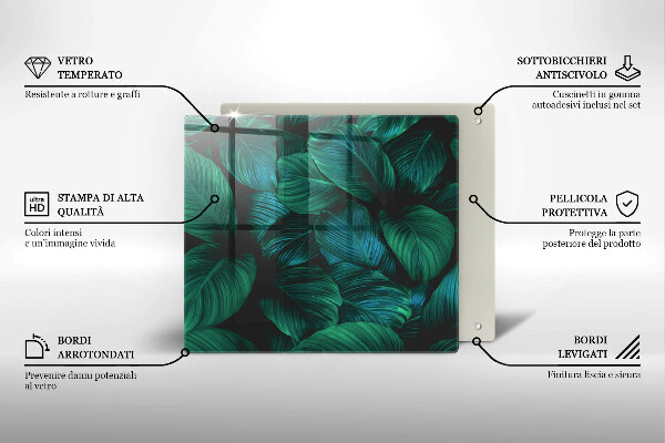 Tűzhelyvédő üveglap Dzsungel levelei