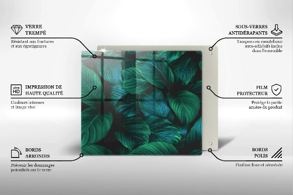 Tűzhelyvédő üveglap Dzsungel levelei