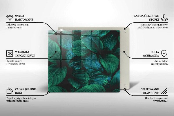 Tűzhelyvédő üveglap Dzsungel levelei