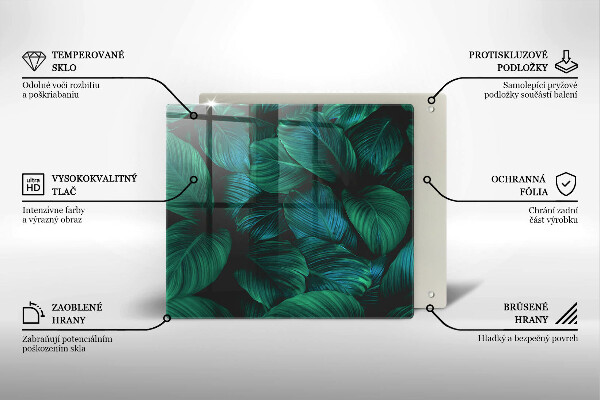 Tűzhelyvédő üveglap Dzsungel levelei