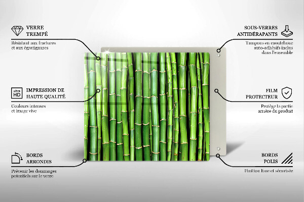 Tűzhelyvédő üveglap Természetes bambuszok