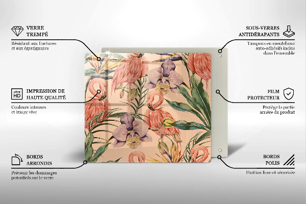 Tűzhelyvédő üveglap Flamingók illusztráció