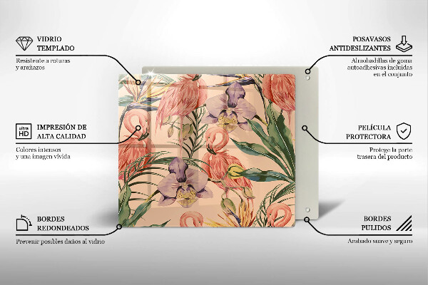 Tűzhelyvédő üveglap Flamingók illusztráció