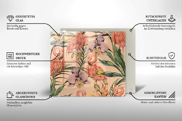 Tűzhelyvédő üveglap Flamingók illusztráció