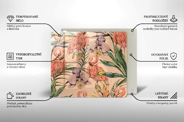 Tűzhelyvédő üveglap Flamingók illusztráció