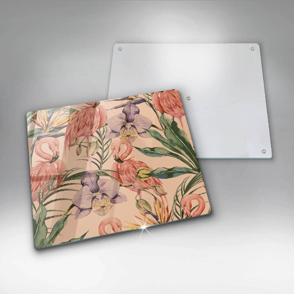 Tűzhelyvédő üveglap Flamingók illusztráció