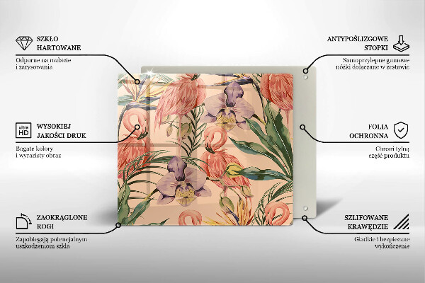 Tűzhelyvédő üveglap Flamingók illusztráció