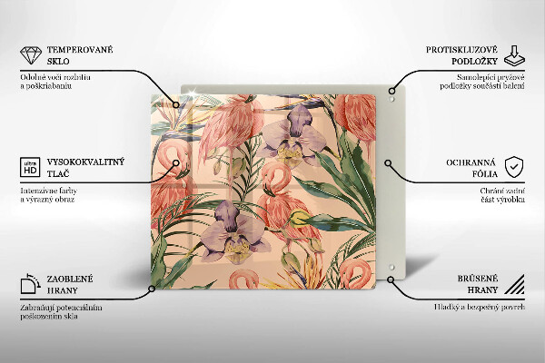 Tűzhelyvédő üveglap Flamingók illusztráció