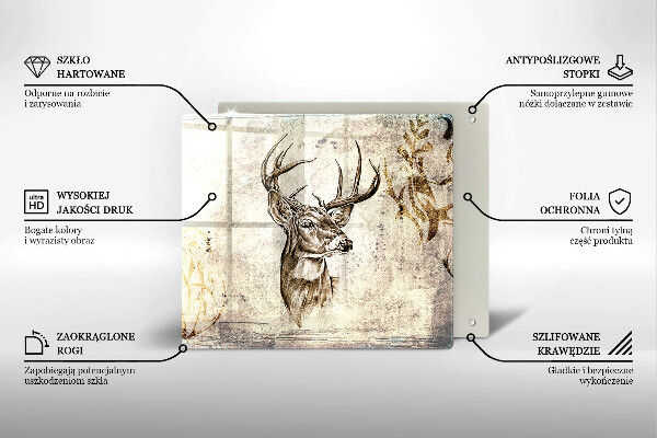 Tűzhelyvédő üveglap Szarvas állat illusztráció