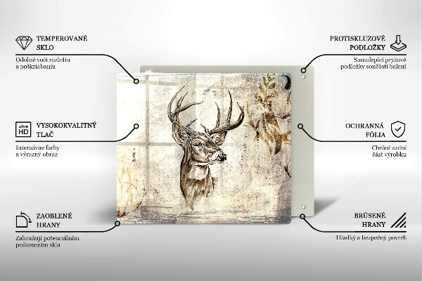 Tűzhelyvédő üveglap Szarvas állat illusztráció