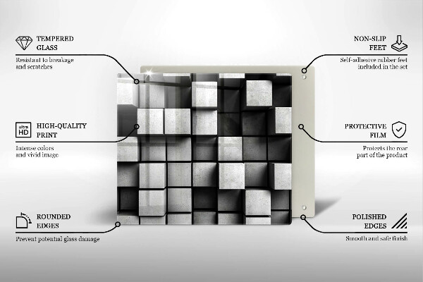 Tűzhelyvédő üveglap Absztrakt 3D négyzetek