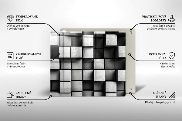 Tűzhelyvédő üveglap Absztrakt 3D négyzetek