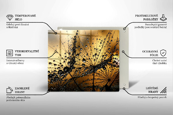 Tűzhelyvédő üveglap Harmat és pitypang