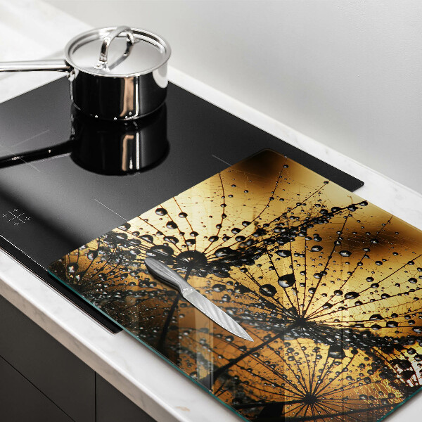 Tűzhelyvédő üveglap Harmat és pitypang