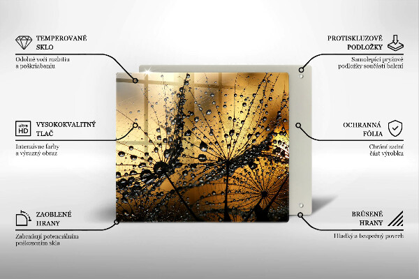 Tűzhelyvédő üveglap Harmat és pitypang