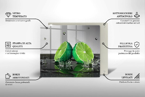 Tűzhelyvédő üveglap Lédús lime és víz