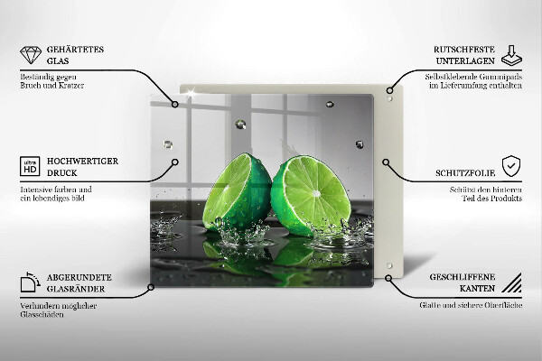 Tűzhelyvédő üveglap Lédús lime és víz