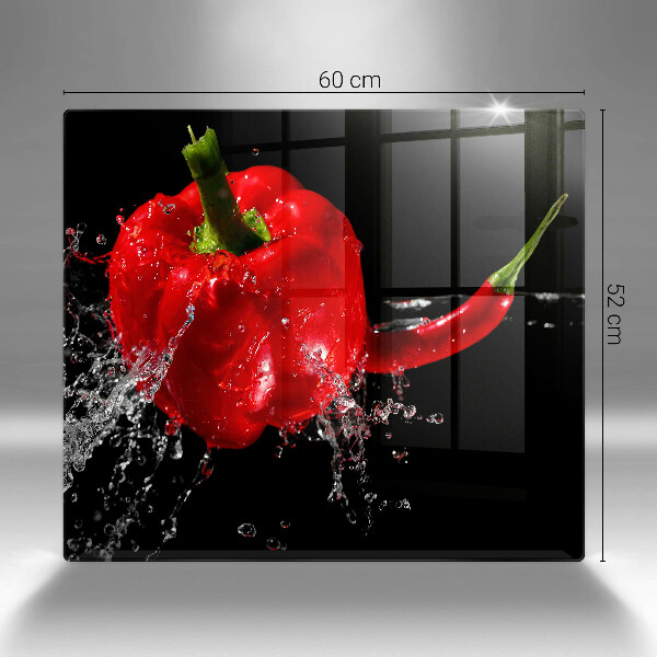 Tűzhelyvédő üveglap Piros paprika vízben