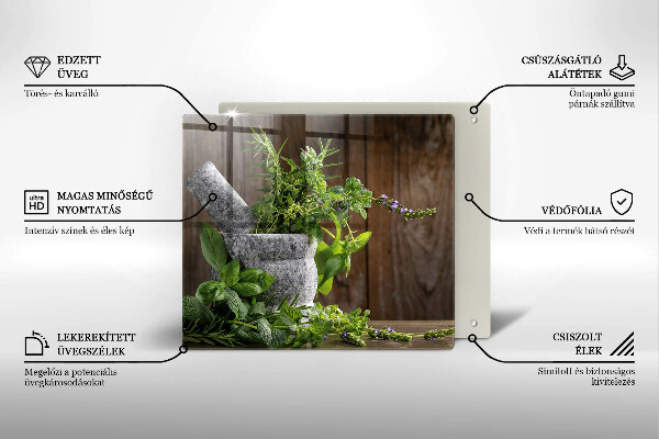 Tűzhelyvédő üveglap Gyógynövényeket és fát ültet