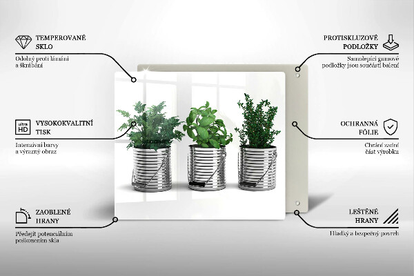 Tűzhelyvédő üveglap Cserép fűszernövények