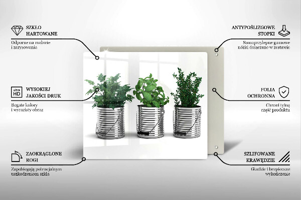 Tűzhelyvédő üveglap Cserép fűszernövények