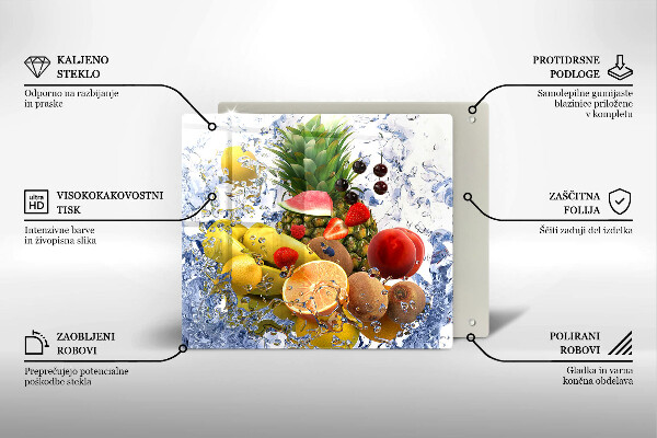 Tűzhelyvédő üveglap Lédús gyümölcs és víz