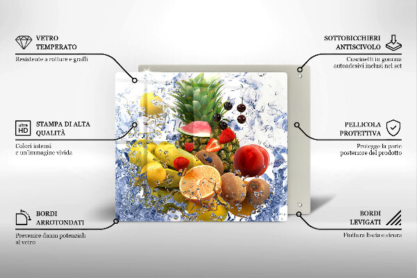 Tűzhelyvédő üveglap Lédús gyümölcs és víz