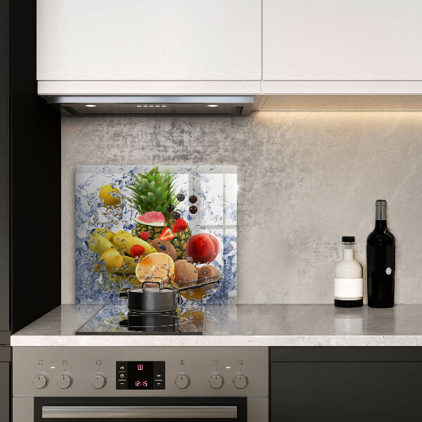 Tűzhelyvédő üveglap Lédús gyümölcs és víz