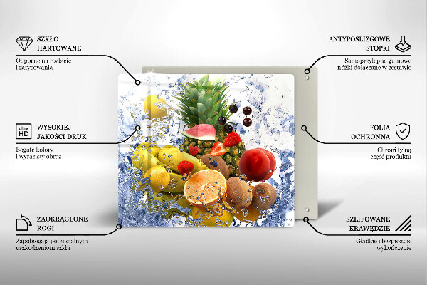 Tűzhelyvédő üveglap Lédús gyümölcs és víz