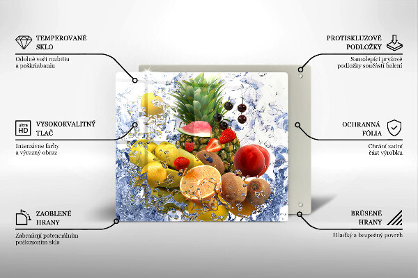 Tűzhelyvédő üveglap Lédús gyümölcs és víz