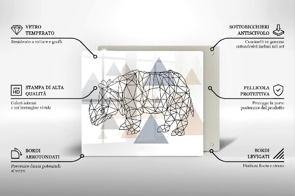 Tűzhelyvédő üveglap Line art orrszarvú