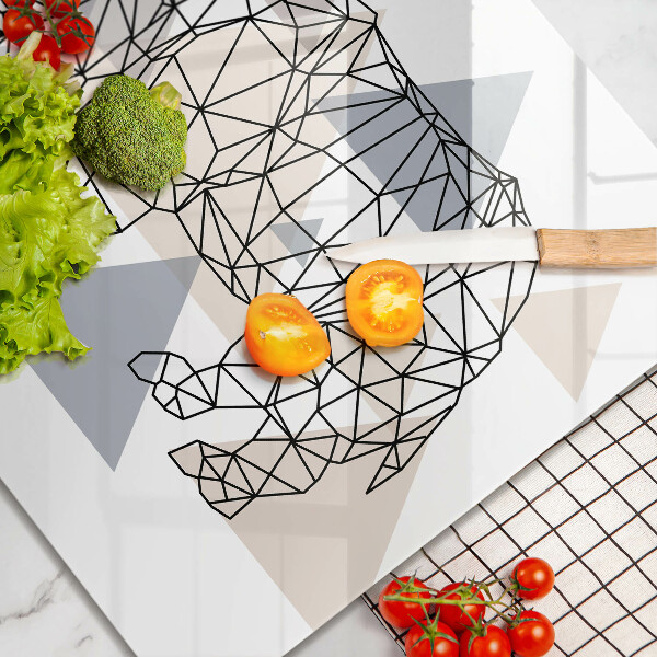 Tűzhelyvédő üveglap Line art orrszarvú