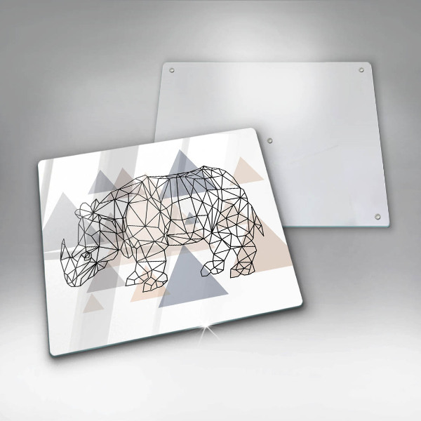 Tűzhelyvédő üveglap Line art orrszarvú