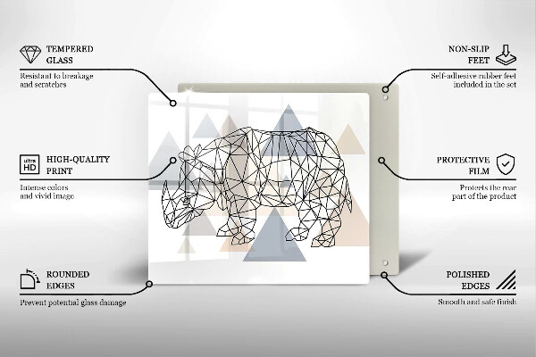 Tűzhelyvédő üveglap Line art orrszarvú