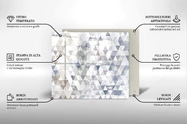 Tűzhelyvédő üveglap Háromszög minta