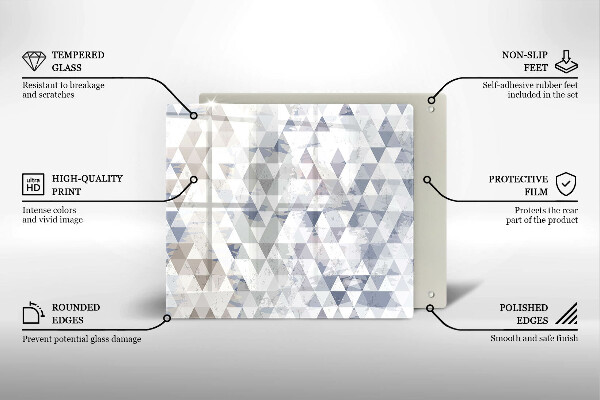 Tűzhelyvédő üveglap Háromszög minta