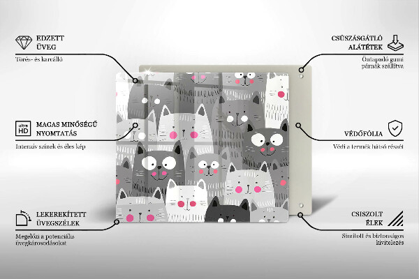 Tűzhelyvédő üveglap Macskák illusztráció