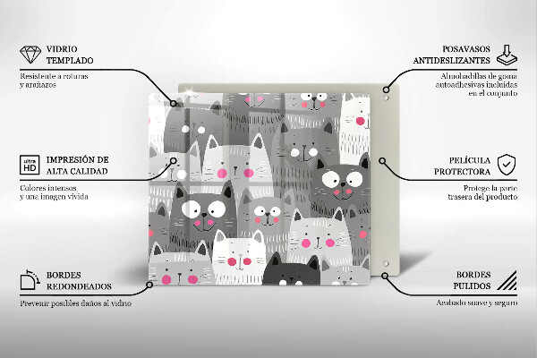 Tűzhelyvédő üveglap Macskák illusztráció