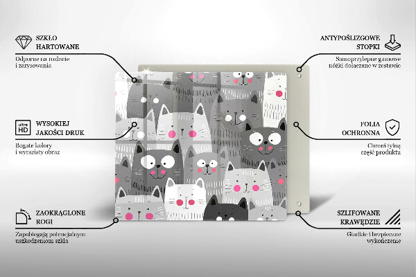 Tűzhelyvédő üveglap Macskák illusztráció