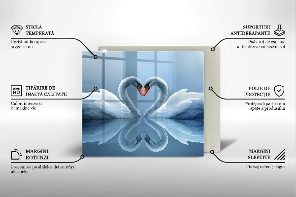 Tűzhelyvédő üveglap Két hattyúszív