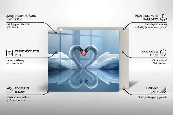 Tűzhelyvédő üveglap Két hattyúszív