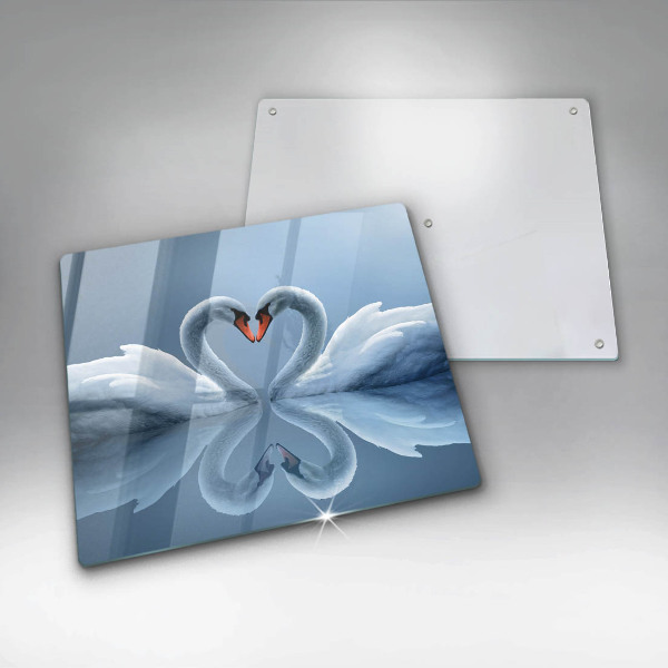 Tűzhelyvédő üveglap Két hattyúszív