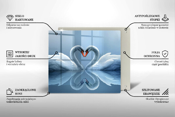 Tűzhelyvédő üveglap Két hattyúszív